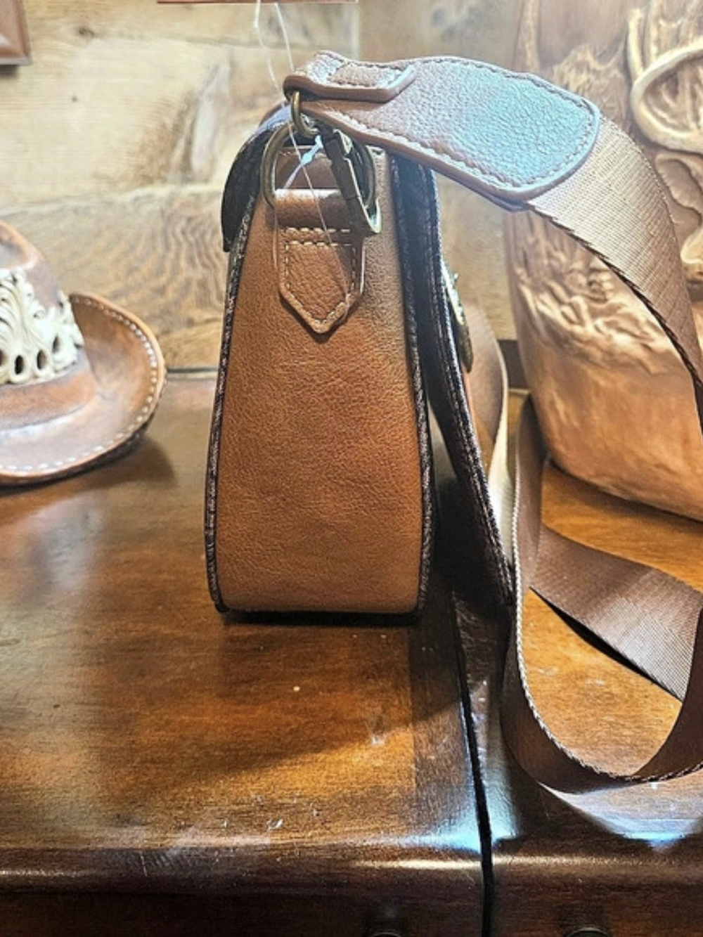 Justin Floral Crossbody Bag in Brown & Black NWT - Picture 10 of 12